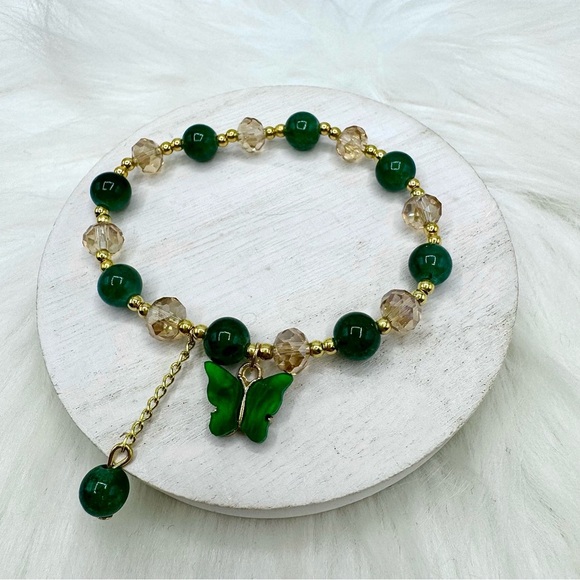 Green Butterfly Beaded Bracelet - Picture 5 of 6